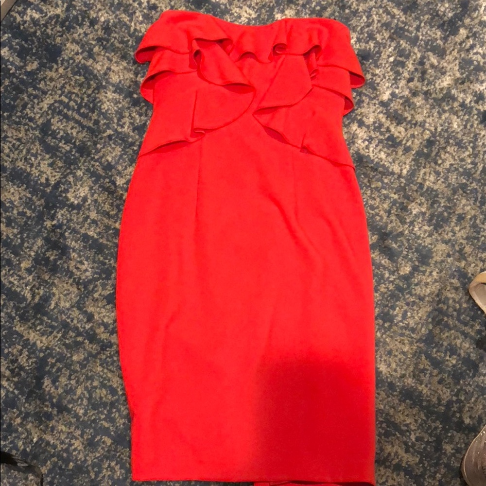 Black Halo Ruffle Trim Cocktail Dress